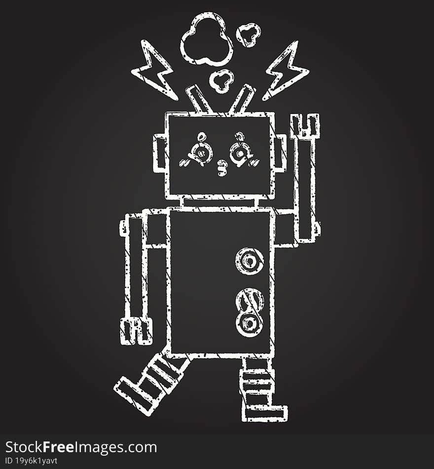 Crazy Robot Chalk Drawing