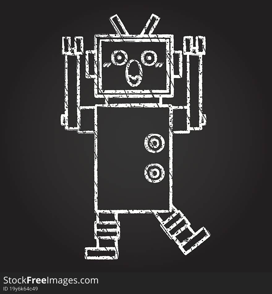 Crazy Robot Chalk Drawing