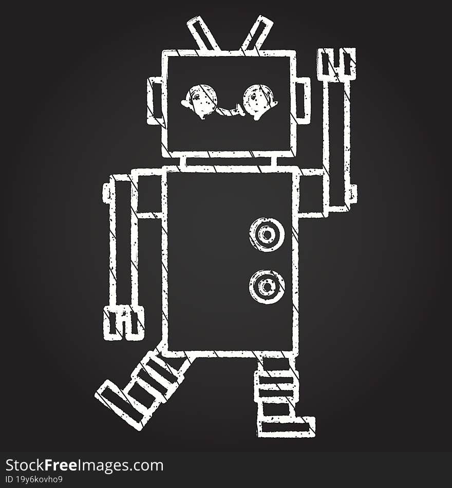 Waving Robot Chalk Drawing