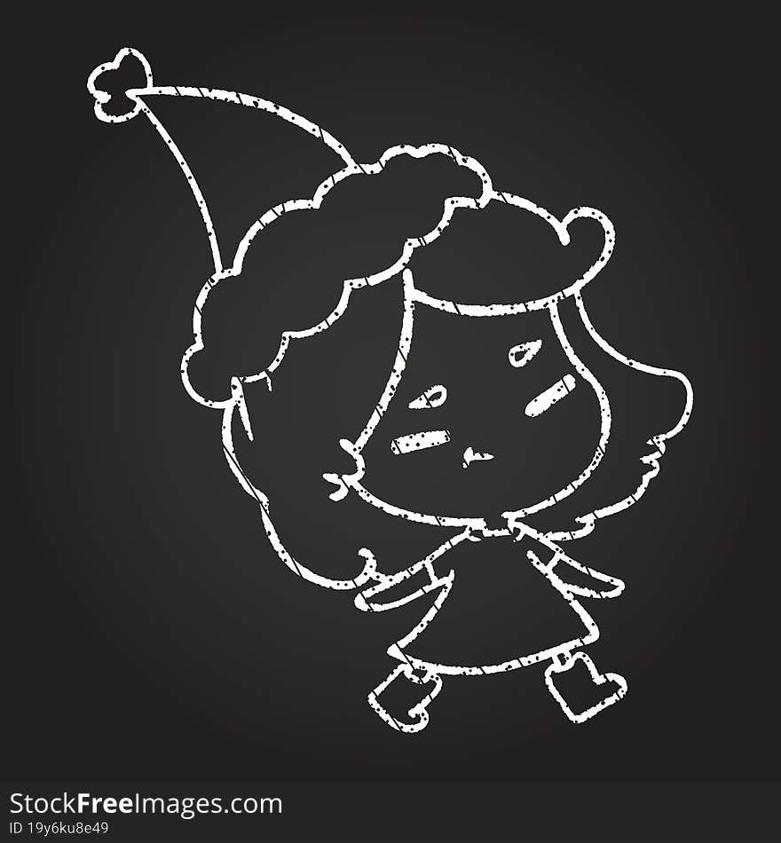 Christmas Girl Chalk Drawing