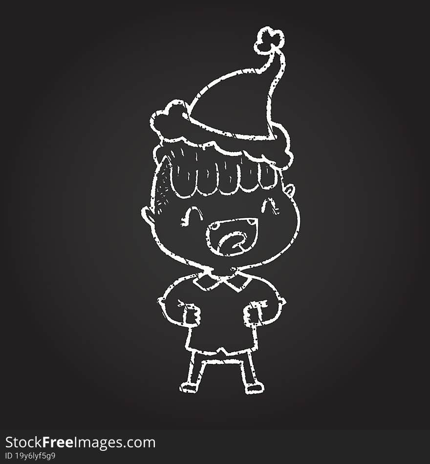 Christmas Man Chalk Drawing