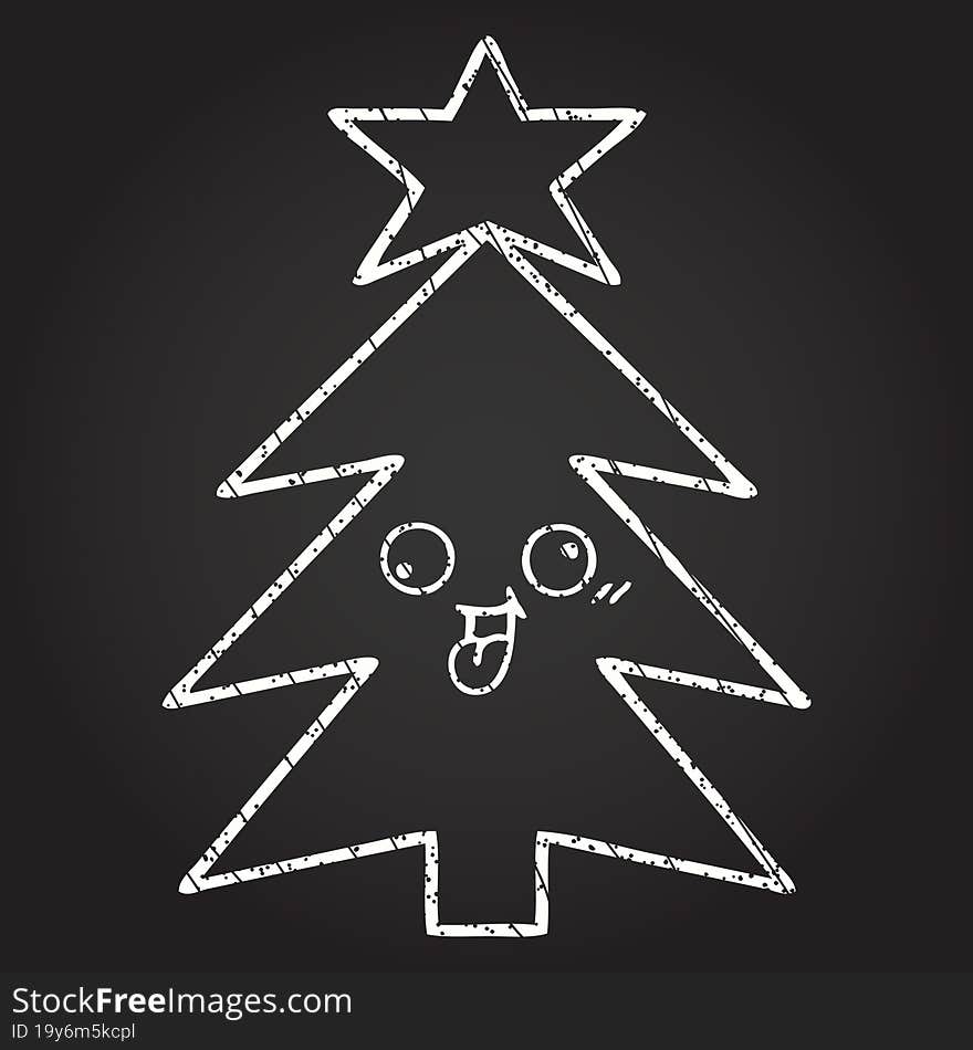 Christmas Tree Chalk Drawing