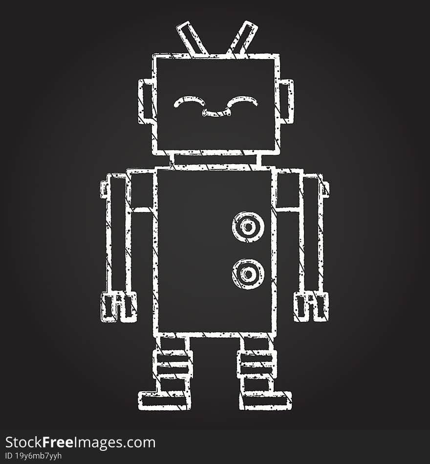 Happy Robot Chalk Drawing