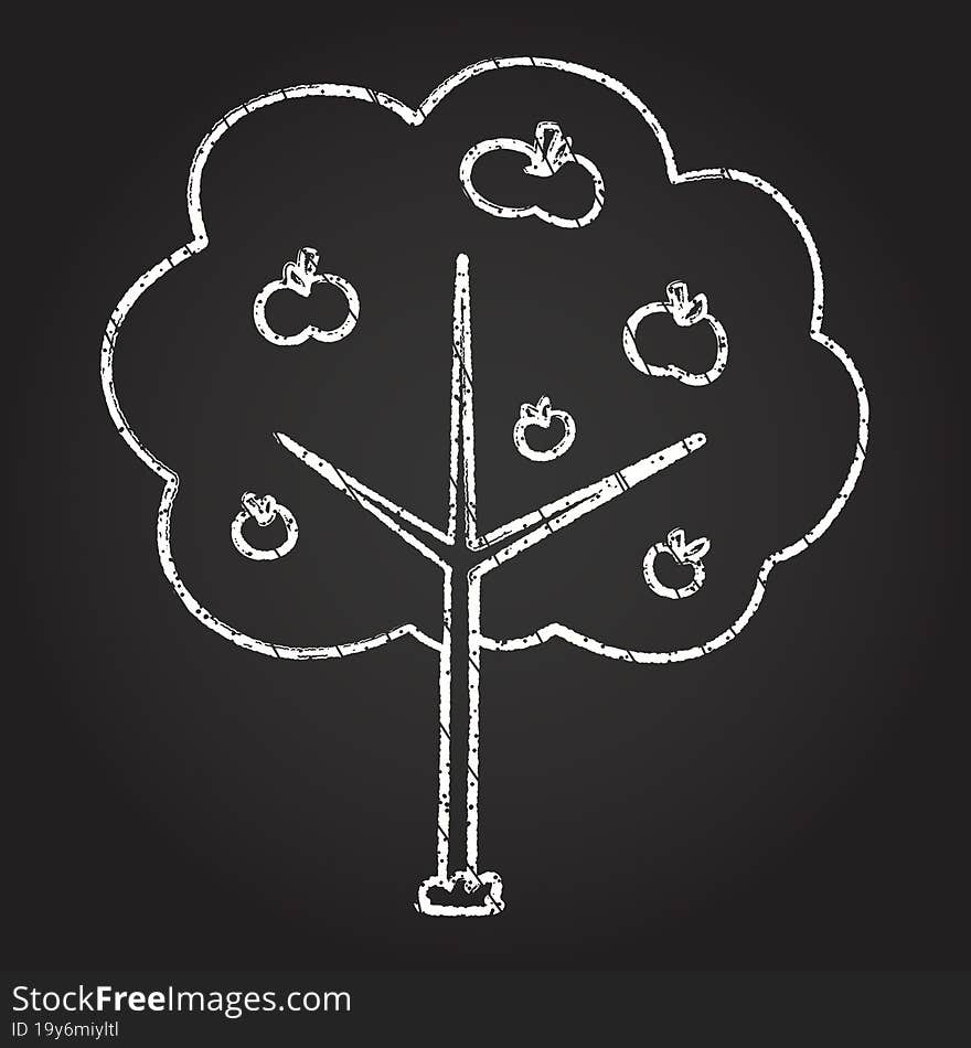 Apple Tree Chalk Drawing