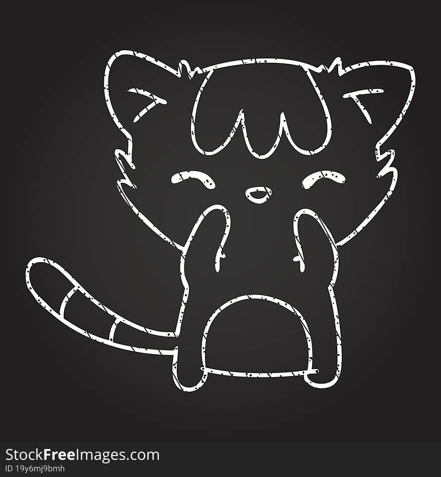 Cute Cat Chalk Drawing