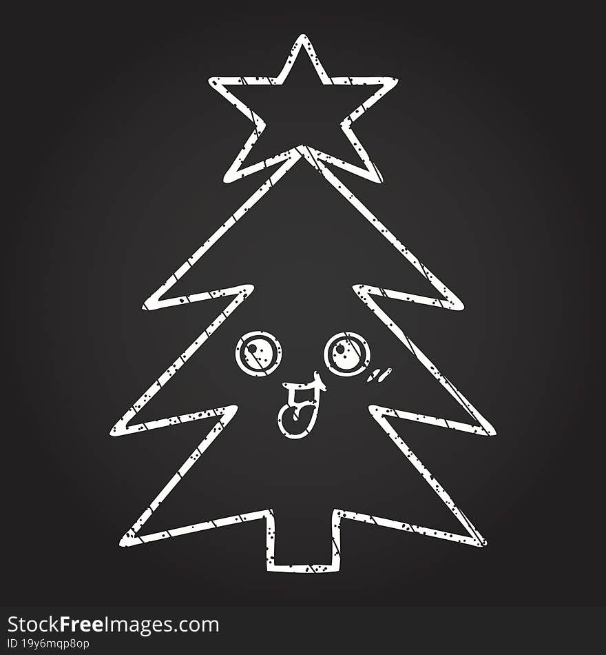 Christmas Tree Chalk Drawing