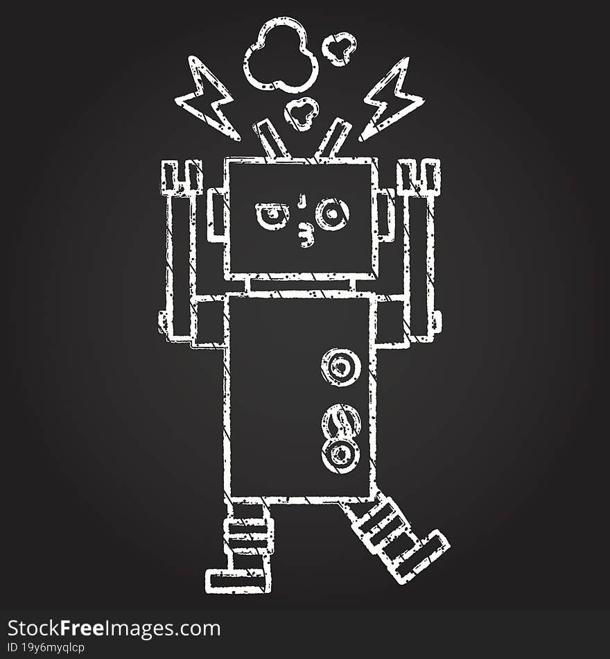 Crazy Robot Chalk Drawing