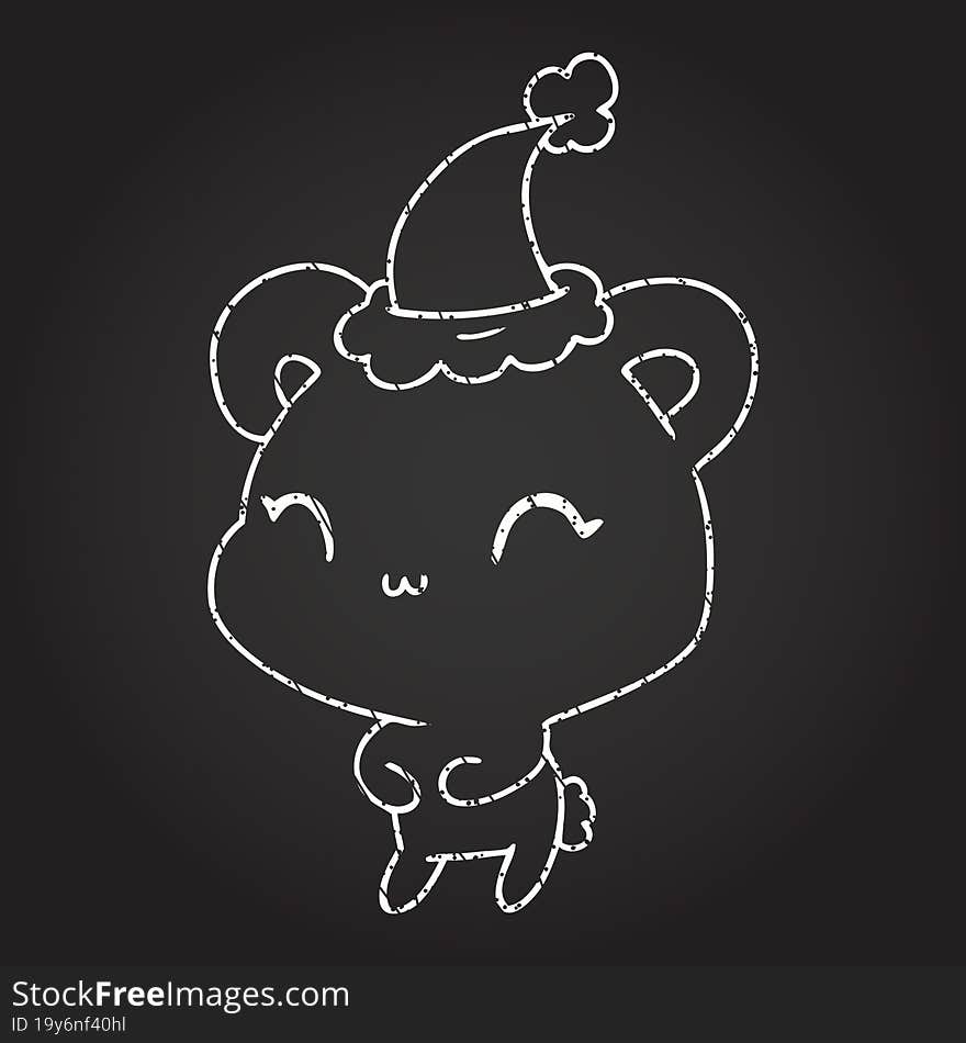 Festive Bear Chalk Drawing