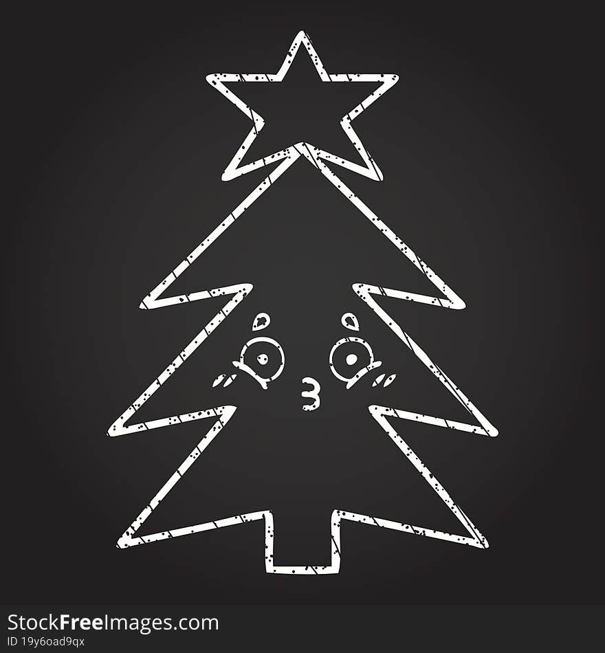 Christmas Tree Chalk Drawing