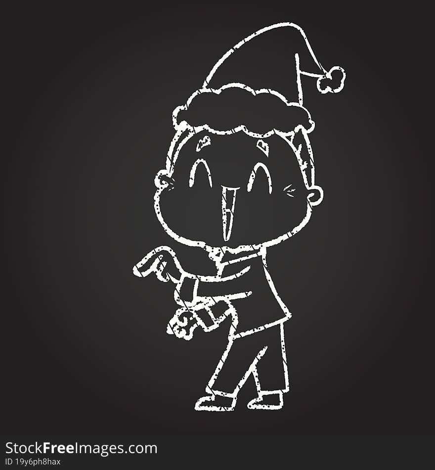 Festive Person Chalk Drawing