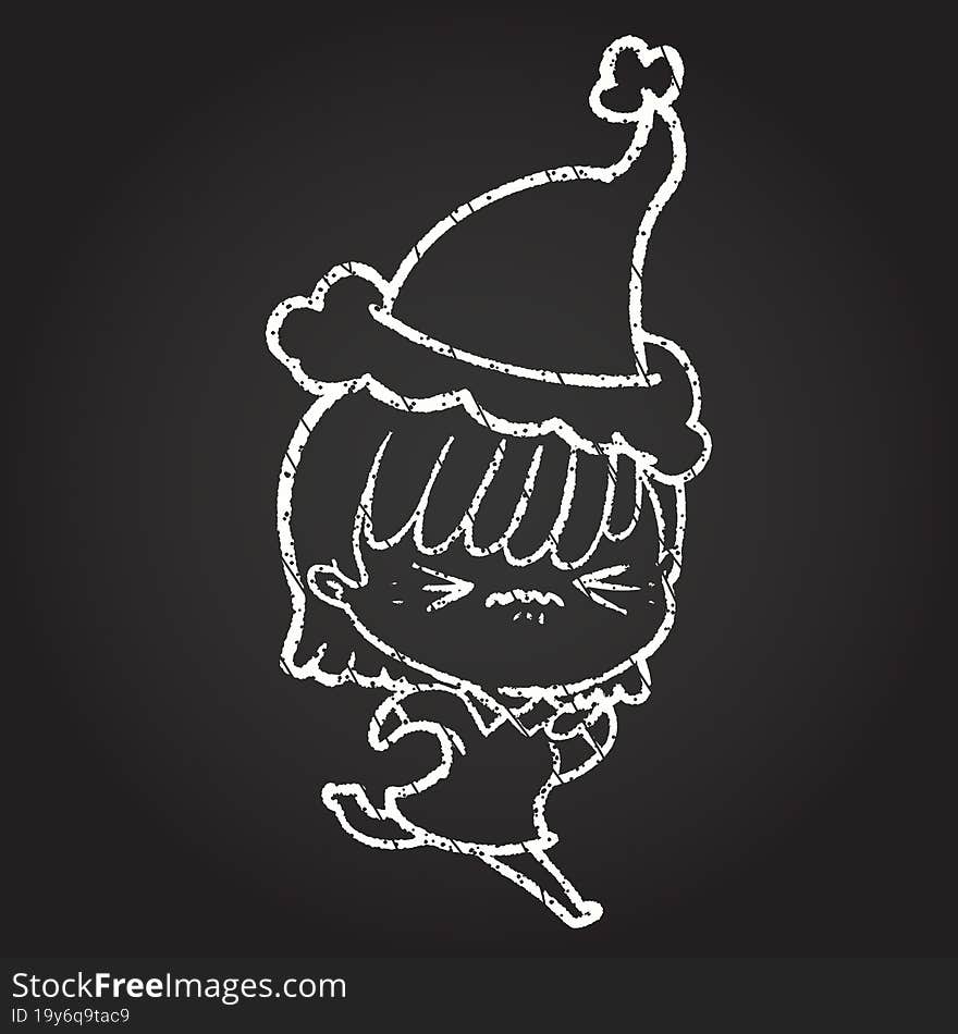 Festive Woman Chalk Drawing