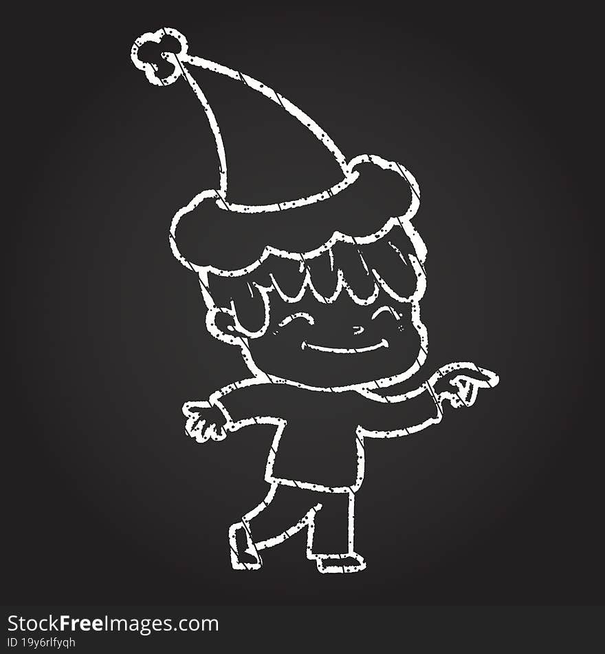 Christmas Man Chalk Drawing