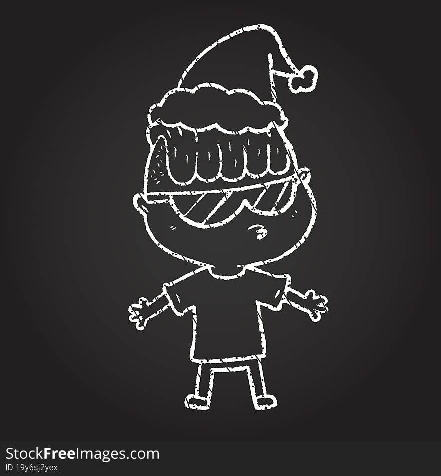 Festive Boy Chalk Drawing