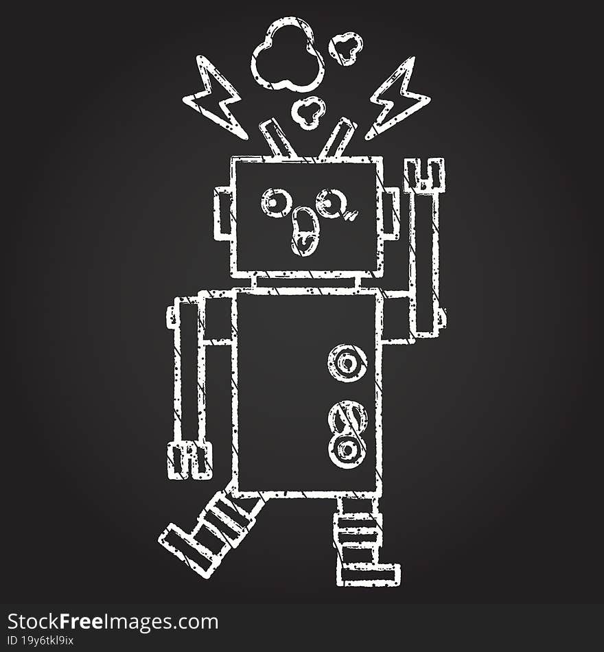 Broken Robot Chalk Drawing