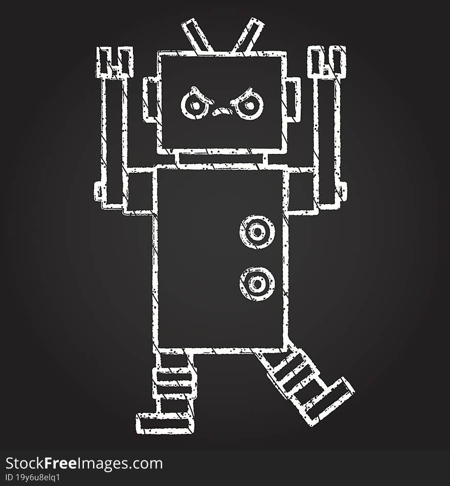 Angry Robot Chalk Drawing