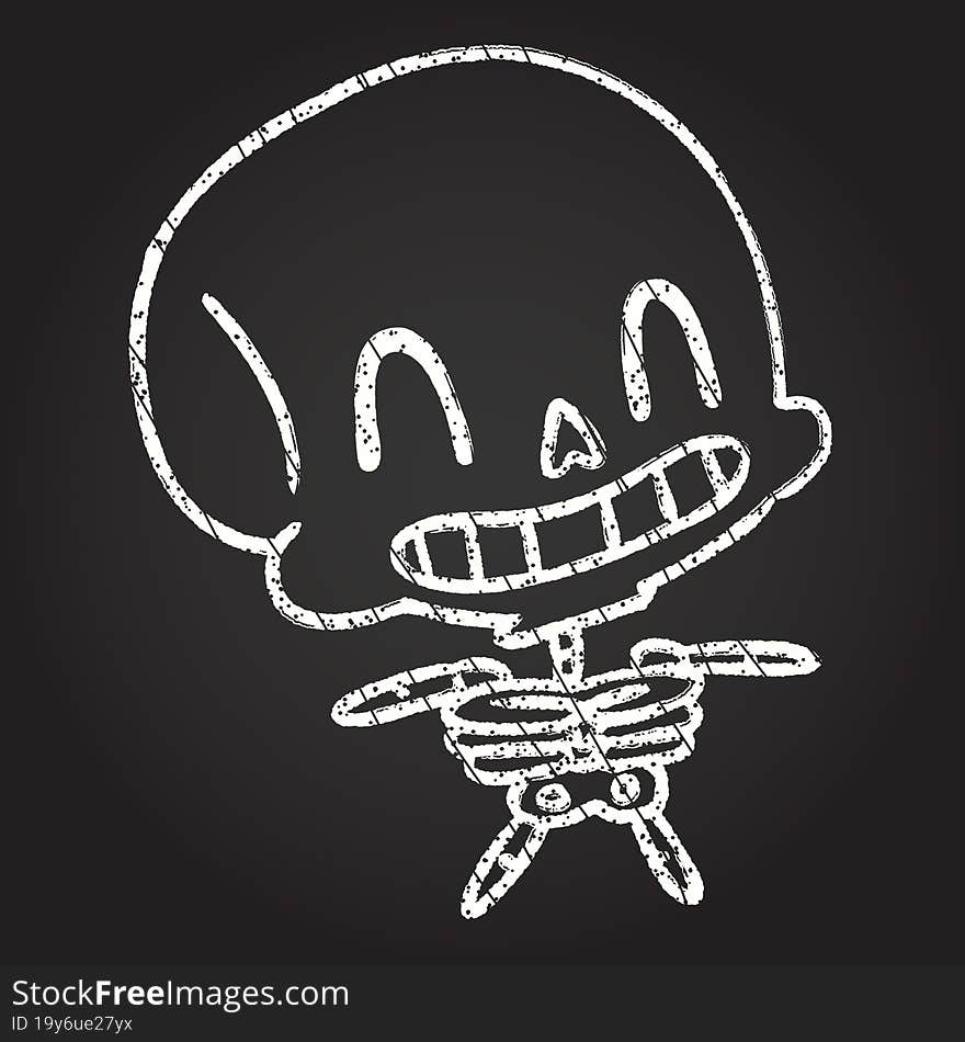 Happy Skeleton Chalk Drawing