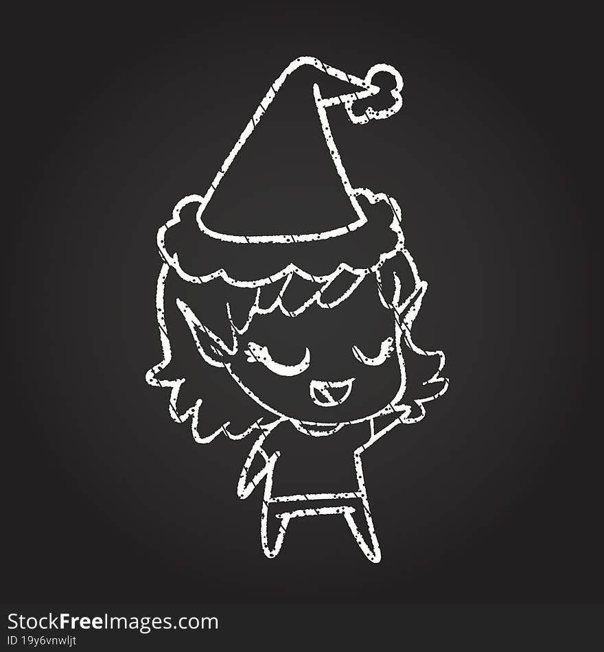 Christmas Elf Chalk Drawing