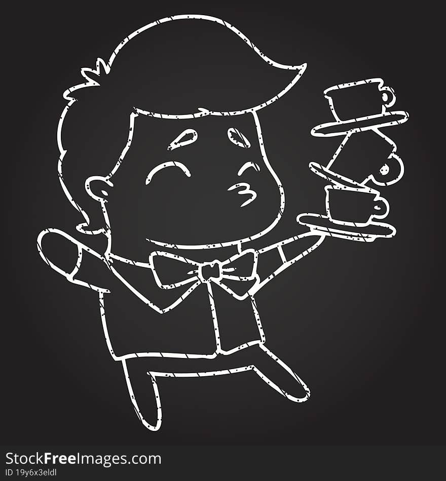 Waiter Chalk Drawing