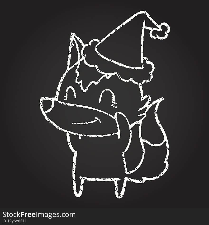 Festive Wolf Chalk Drawing