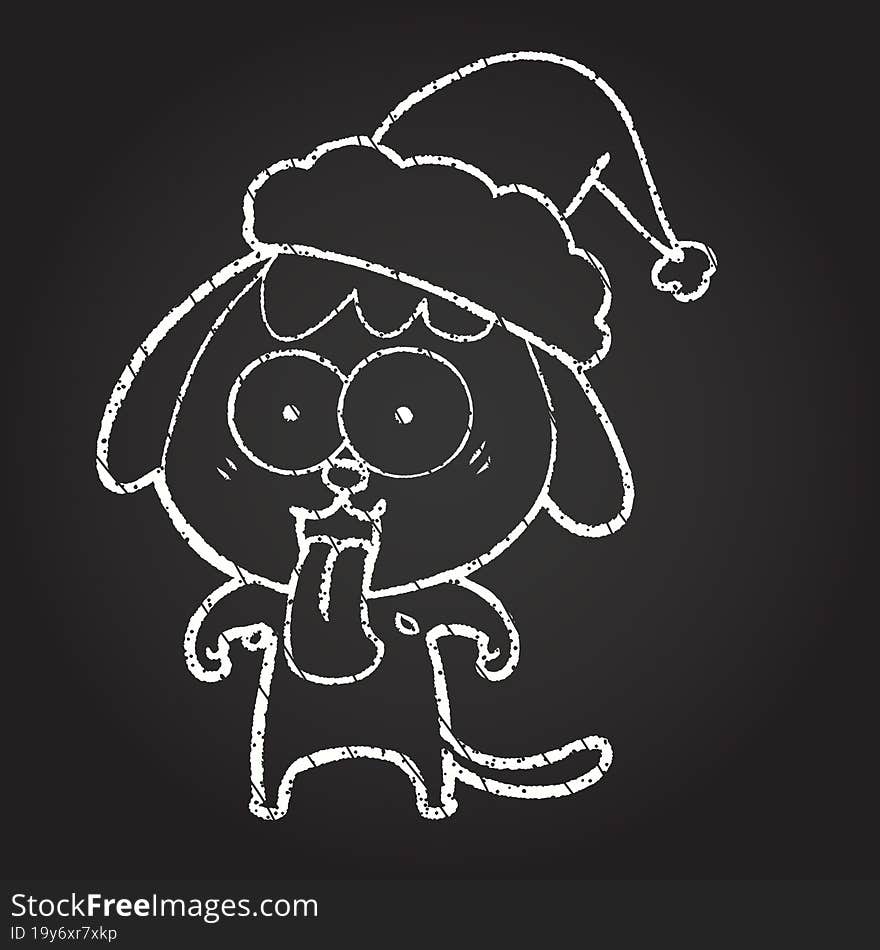 Christmas Puppy Chalk Drawing