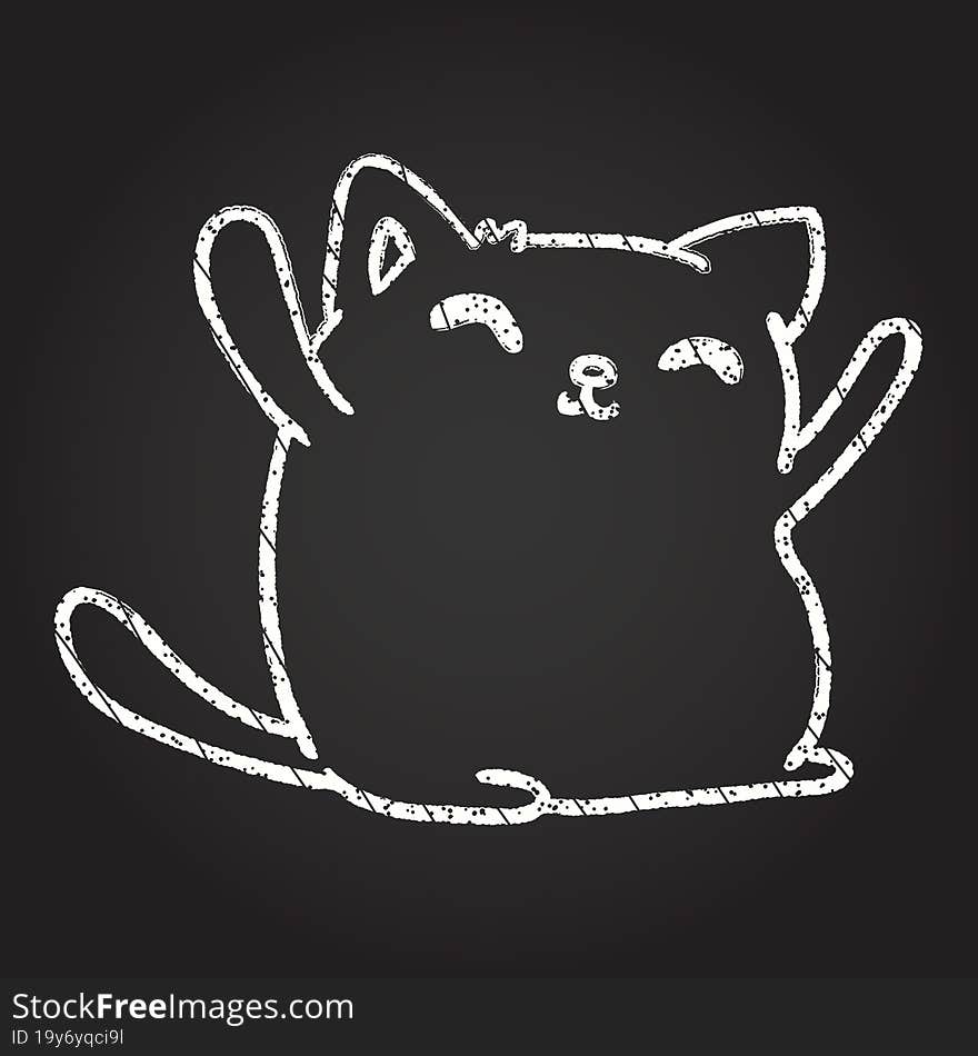 Happy Cat Chalk Drawing