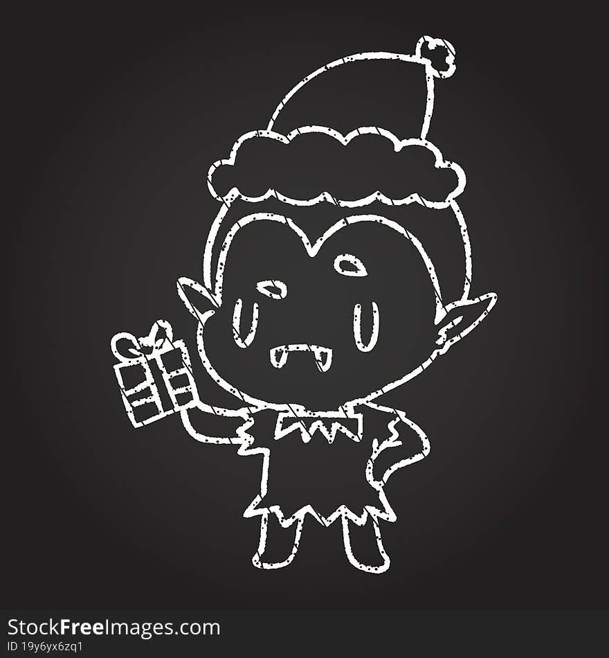 Festive Vampire Chalk Drawing