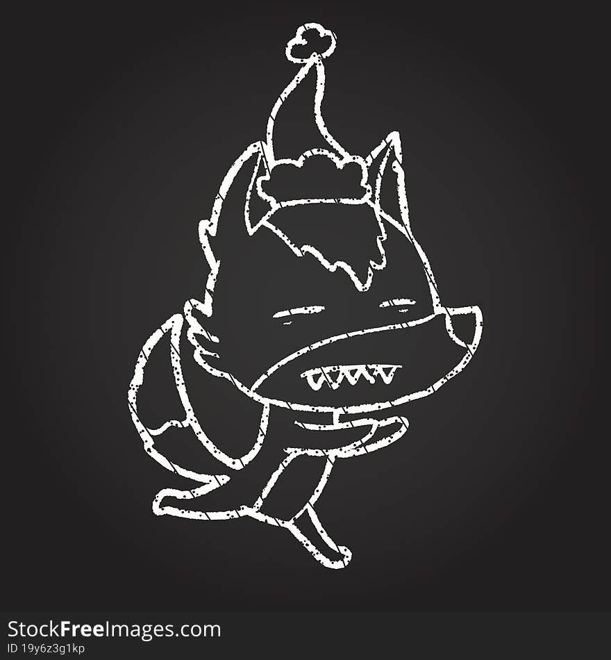 Festive Wolf Chalk Drawing