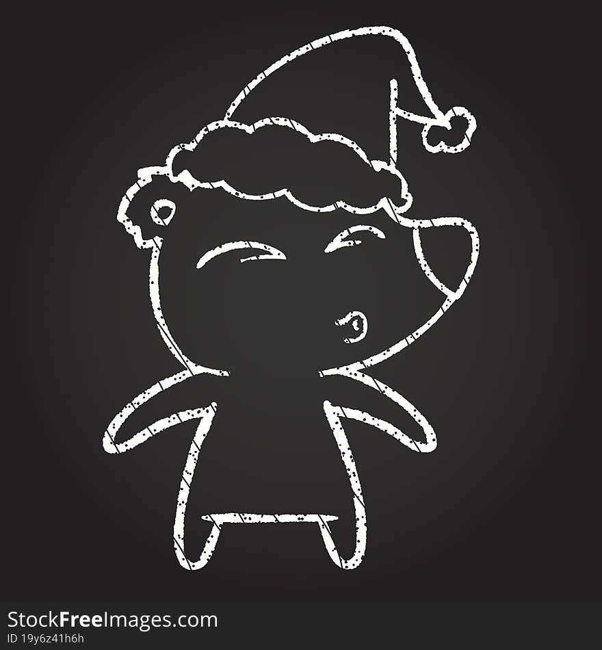 Christmas Bear Chalk Drawing