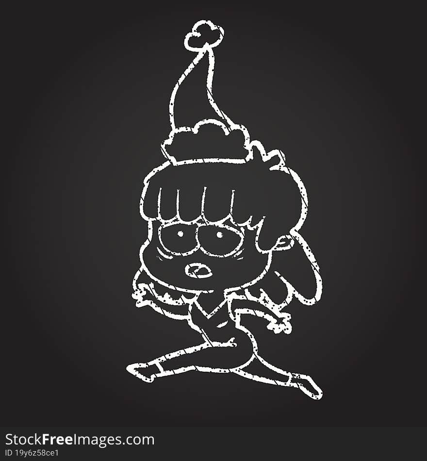 Christmas Woman Chalk Drawing