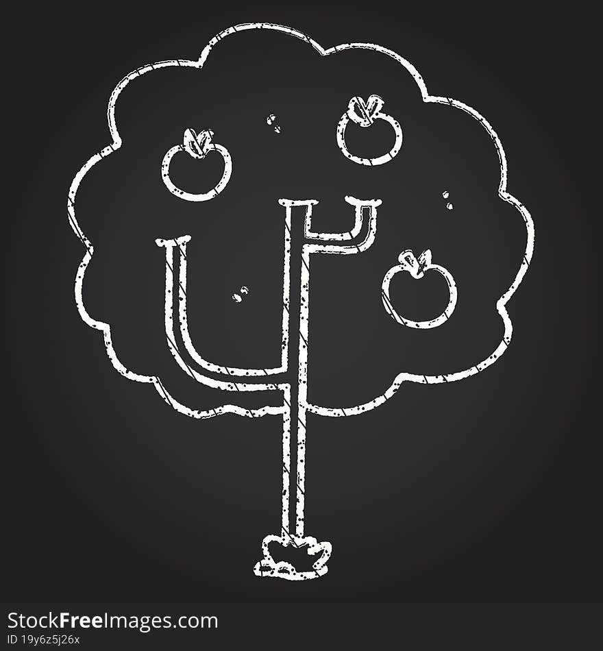 Apple Tree Chalk Drawing