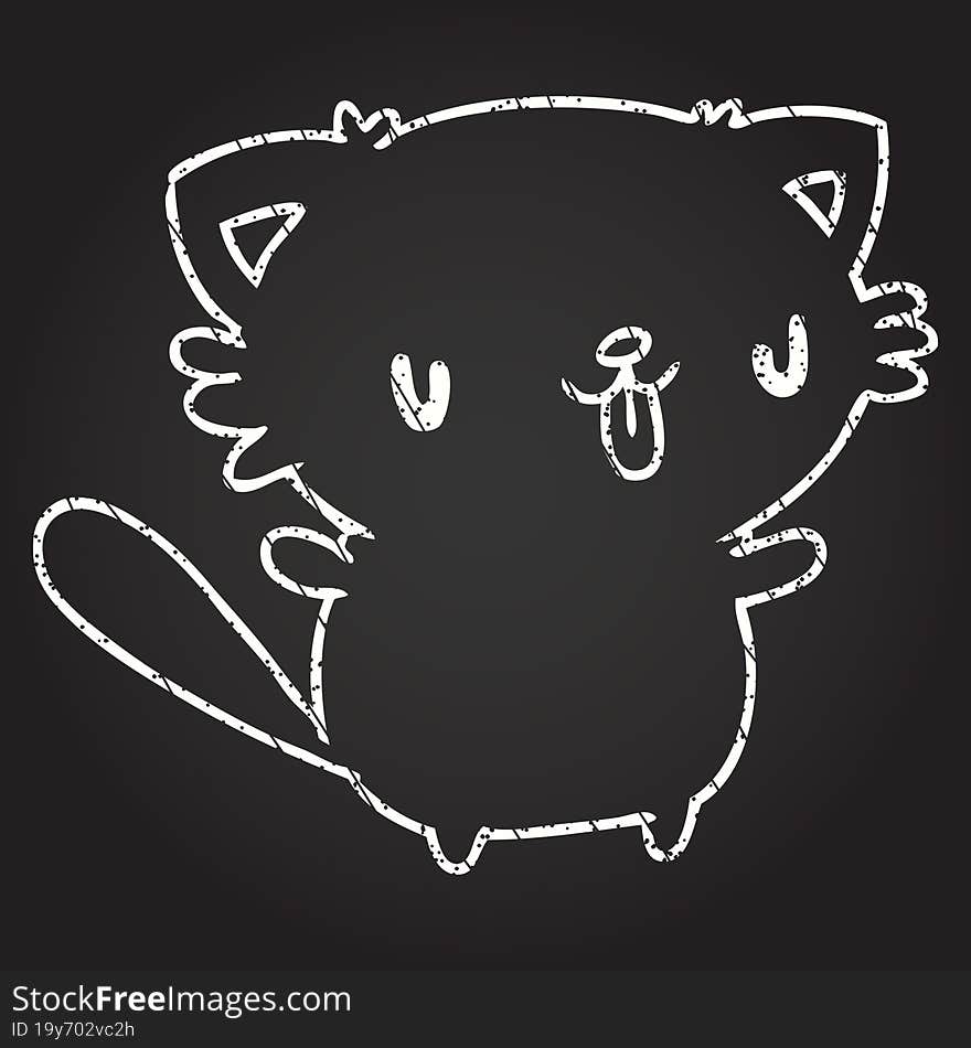 Little Cat Chalk Drawing