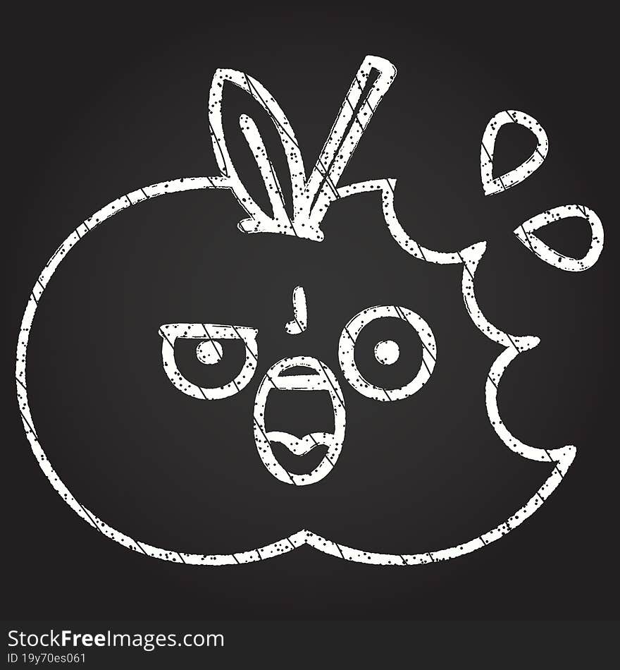 Angry Apple Chalk Drawing