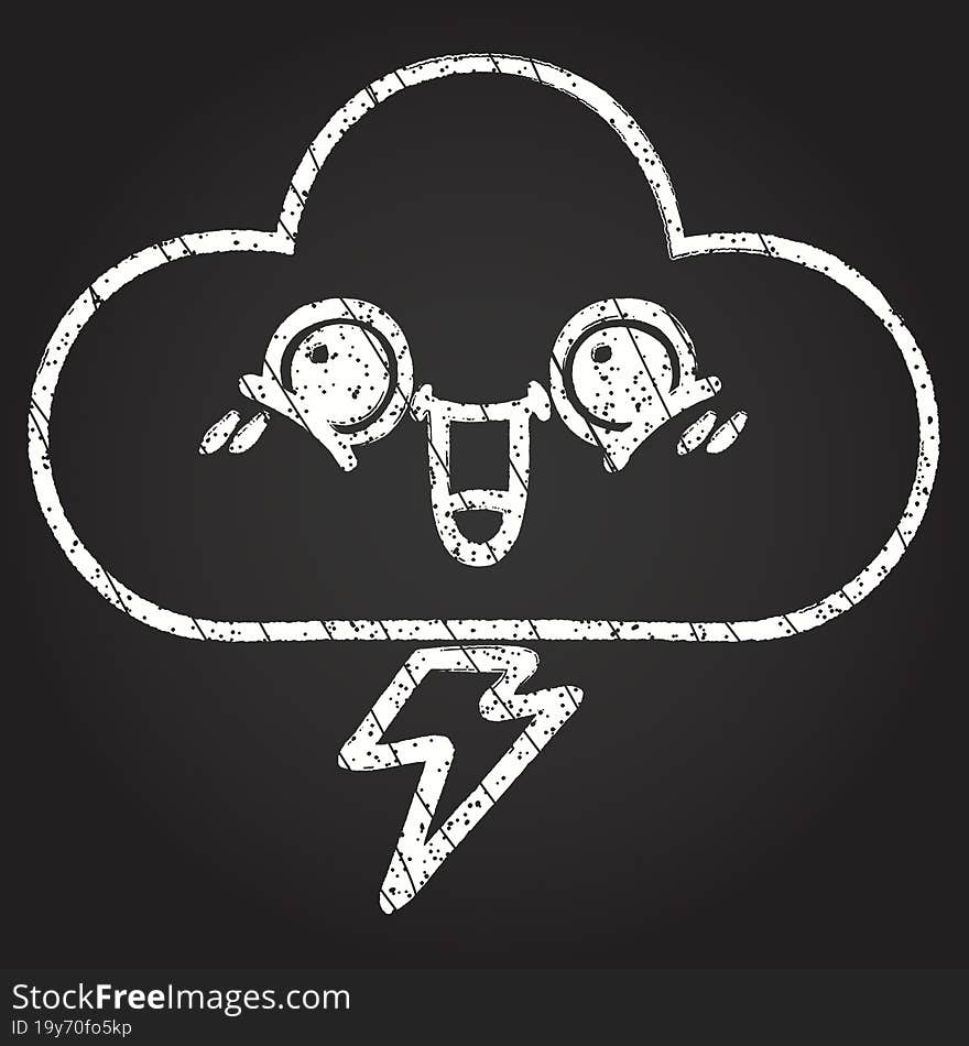 Happy Stormcloud Chalk Drawing