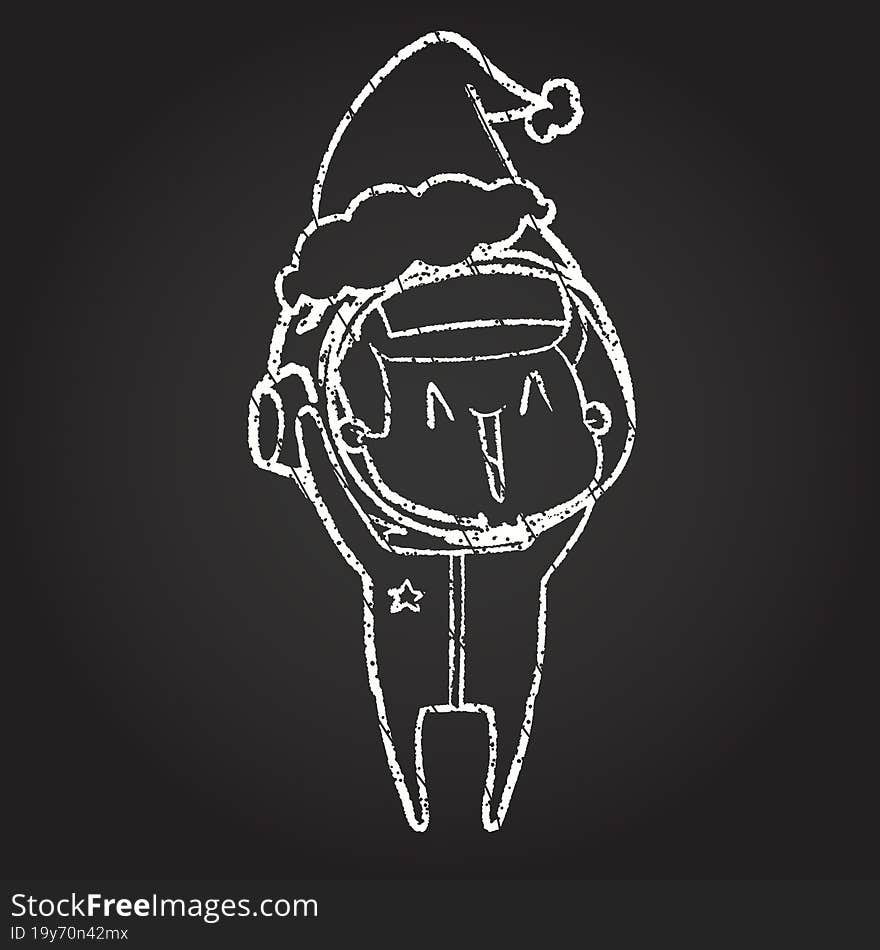 Christmas Spaceman Chalk Drawing