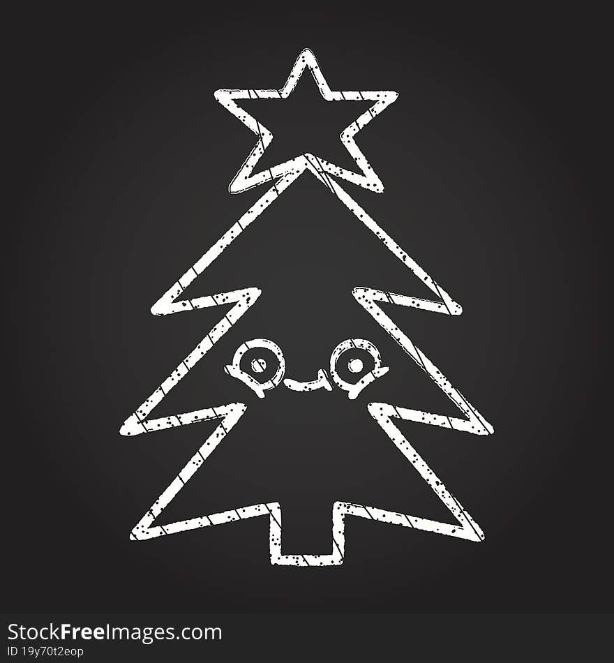 Christmas Tree Chalk Drawing