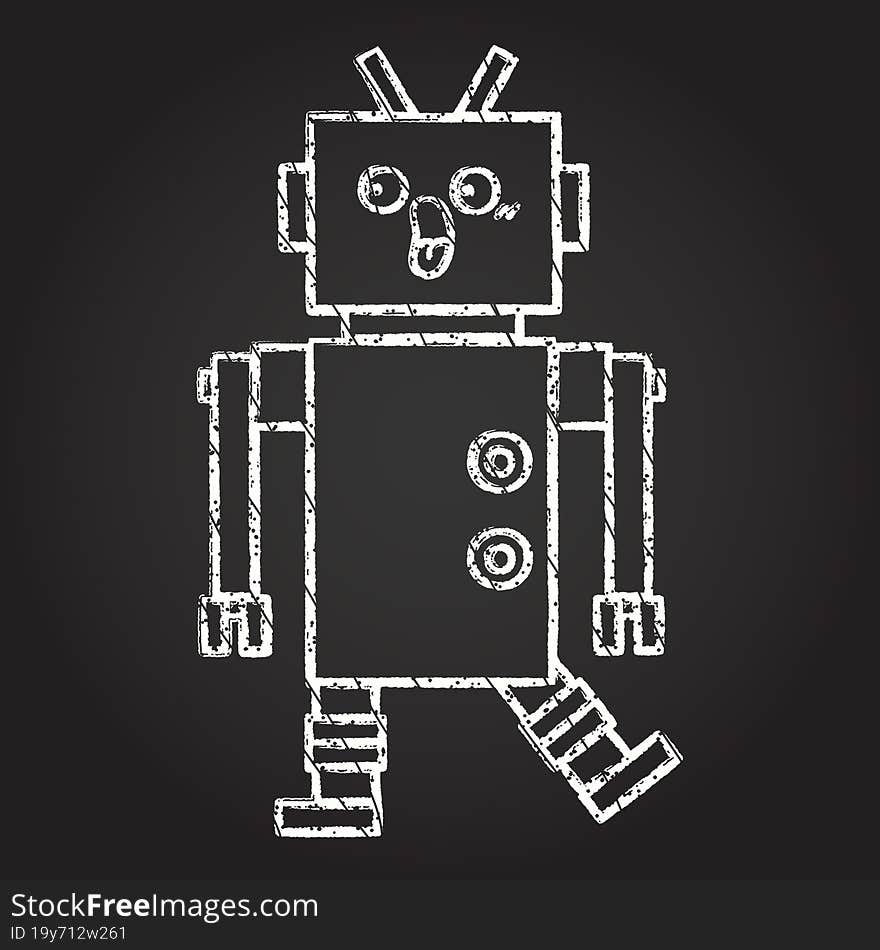 Angry Robot Chalk Drawing