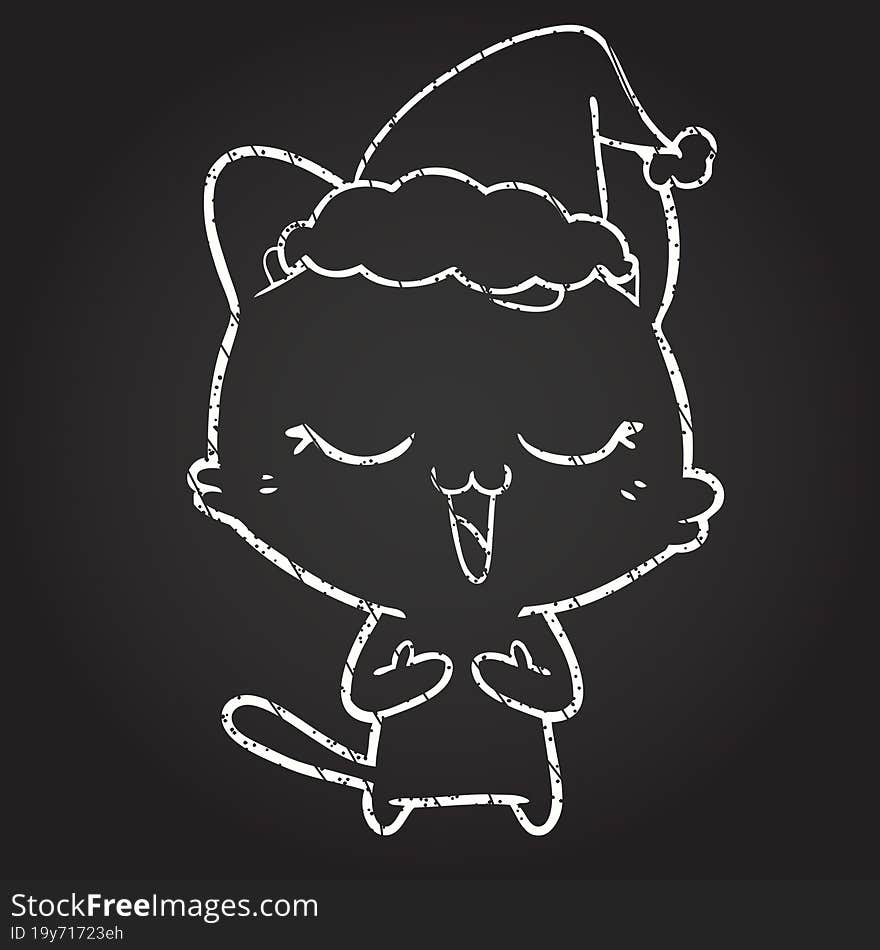 Christmas Cat Chalk Drawing