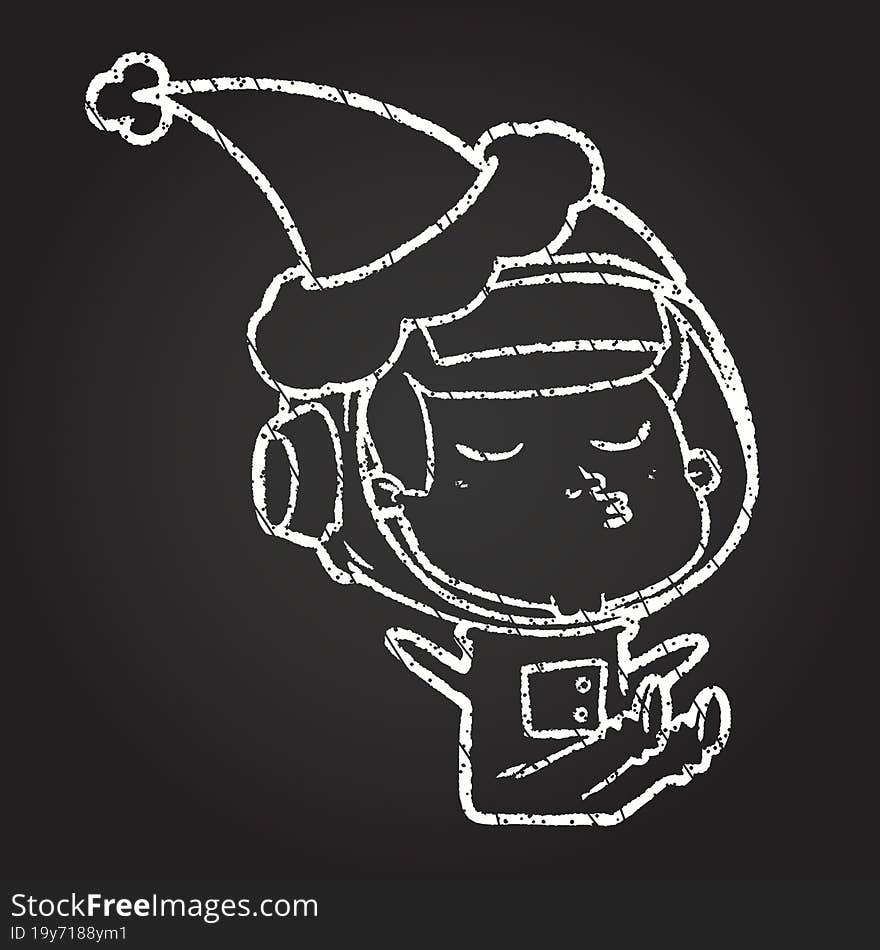 Festive Spaceman Chalk Drawing