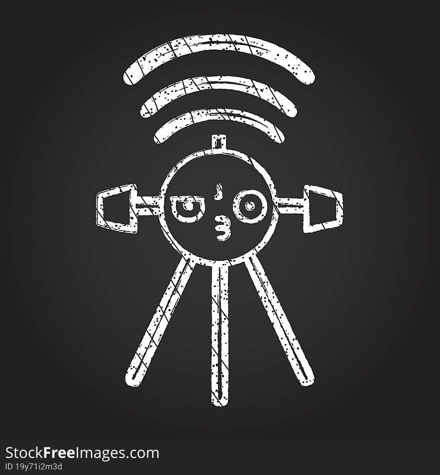 Signaling Satellite Chalk Drawing