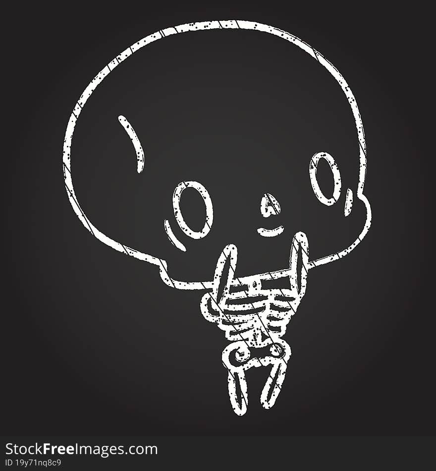 Cute Skeleton Chalk Drawing