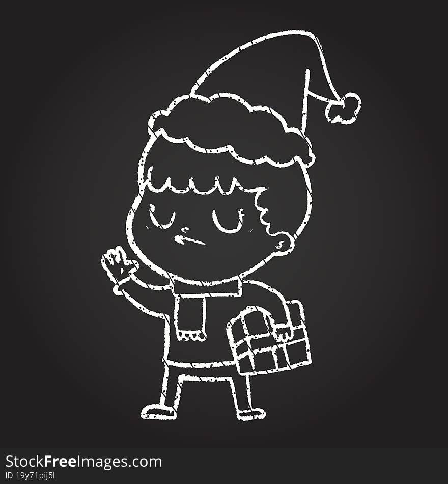 Christmas Boy Chalk Drawing