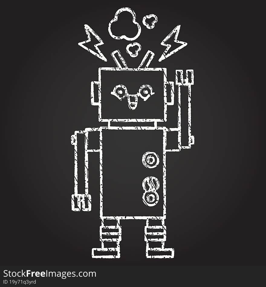 Robot Waving Chalk Drawing