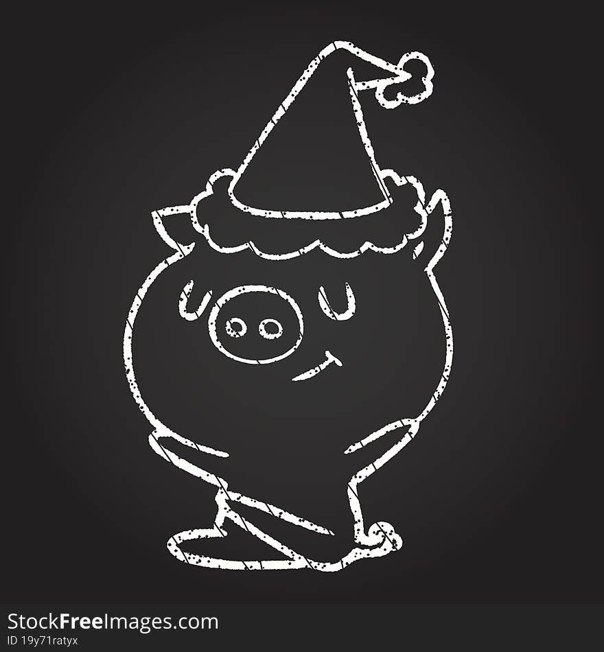 Festive Pig Chalk Drawing