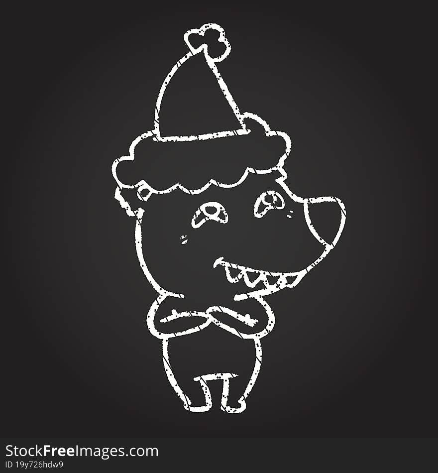 Christmas Bear Chalk Drawing