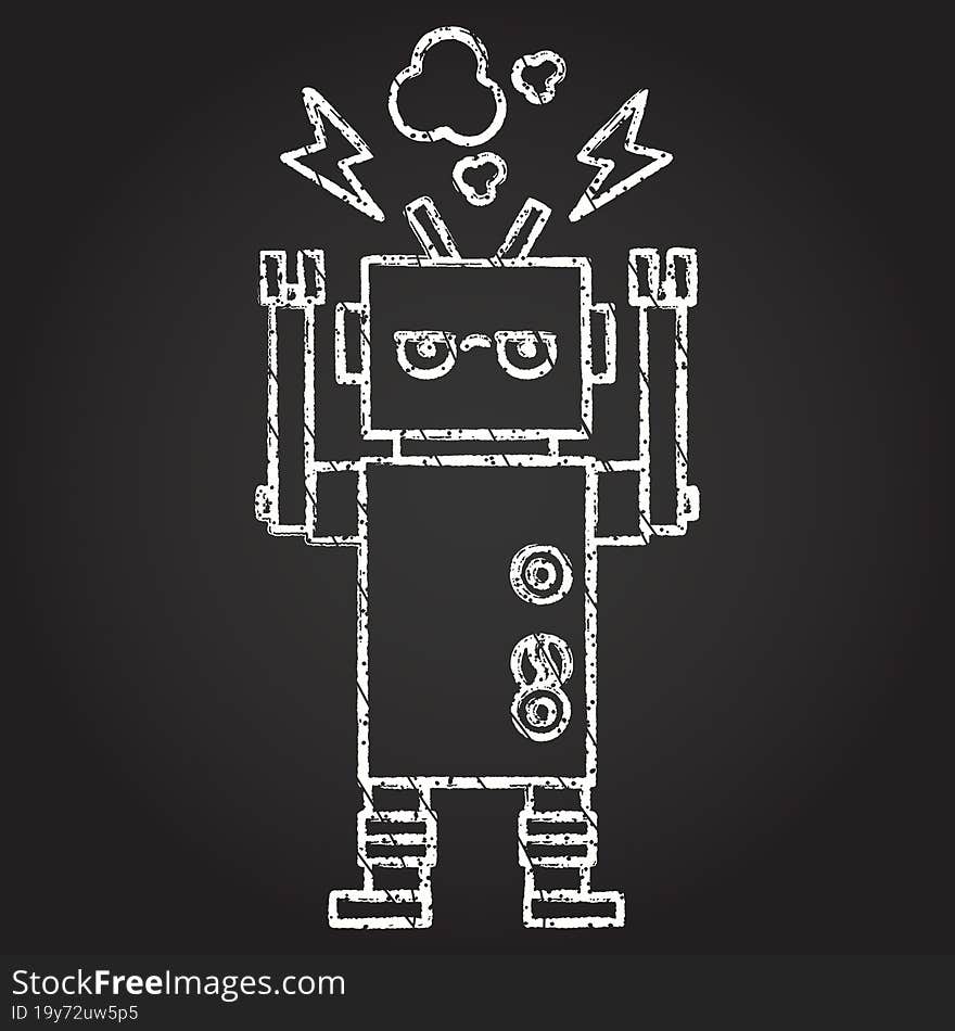 Malfunctioning Robot Chalk Drawing