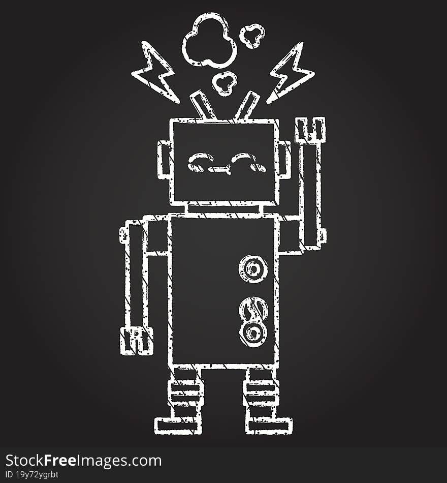 Malfunctioning Robot Chalk Drawing