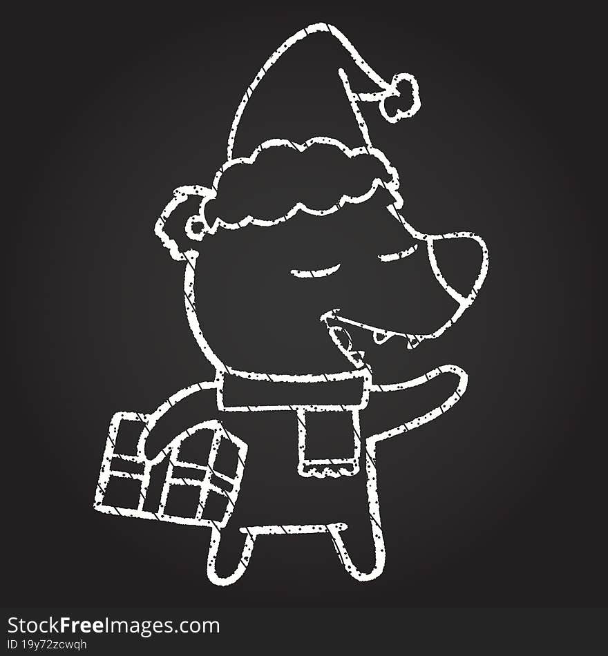 Christmas Bear Chalk Drawing