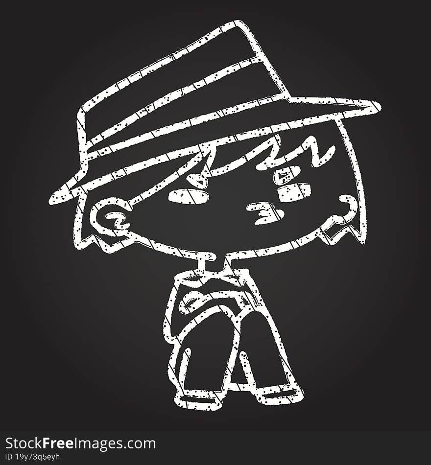 Fashionable Person Chalk Drawing