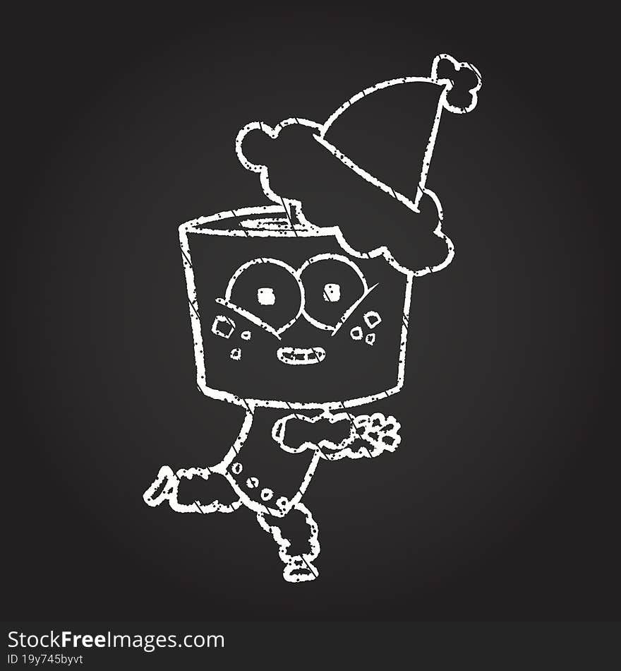 Christmas Robot Chalk Drawing