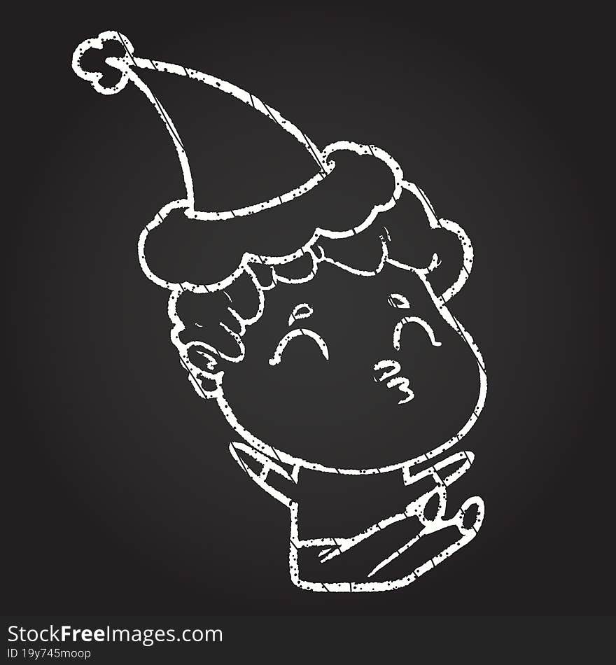 Christmas Boy Chalk Drawing